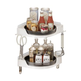 Weidace Corner Shower Caddy, 2 Pack Rotation Shower Organizer, Corner Shower Shelf with 2 Hooks, Adhesive No Drilling Wall Mounted Shelves for Bathroom, Kitchen (Black)