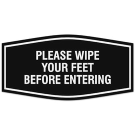 Signs ByLITA Fancy Please wipe your feet before entering Sign | Easy Installation with Strong Two Sided Foam Tape Sign (Black) - Large