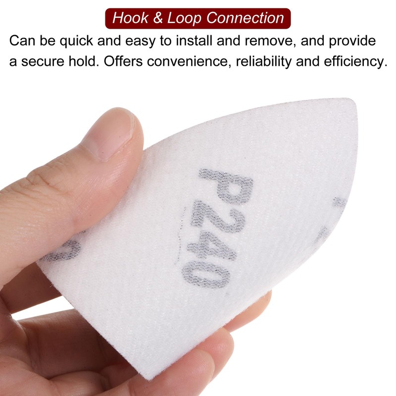 sourcing map 60pcs Triangular Hook & Loop Sandpapers 150/180/240/320/400/600 Grits