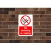 No smoking or vaping safety sign- 1.2mm Rigid plastic for