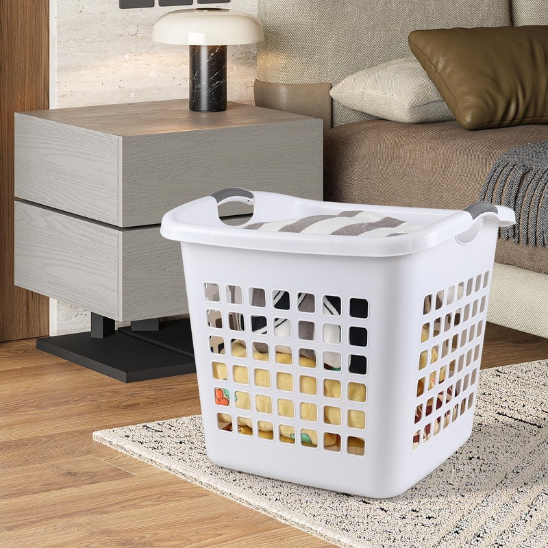 Anbers 4-Pack 72L Large Plastic Laundry Hamper Basket, White Dirty