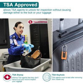 ZHEGE TSA Approved Luggage Locks, Suitcase Padlock with Flexible Cable, White Code 3 Digit Luggage Locks for Suitcases, Backpack, Gym Locker, Briefcase, Travel Lock, Tent Lock (2P, Orange)