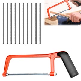 11PCS Metal Saw Red Hack Saw Professional Hack Saw Small Metal Cutting Saw Adjustable Angle Heavy Duty Small Hacksaw Saw with 10 Exchangeable Blades for Cutting Plastic PVC Pipe Tile Metal
