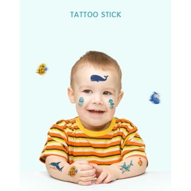20 Sheets Children's Cartoon Sea Animal Tattoo Stickers Waterproof Fun Underwater Party Temporary Stickers
