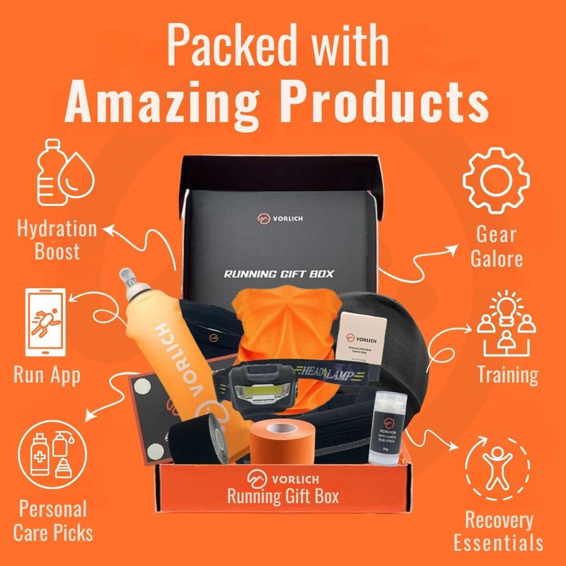 Vorlich® Running Gift Box, 13 Essential Items for Runners, Includes