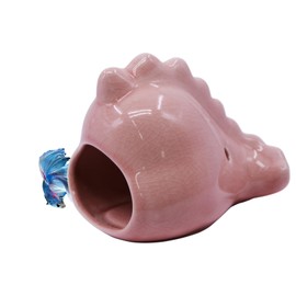 AnRui Ceramic Aquarium Decoration Cute Seahorse Betta Fish Tank Accessories Decor Hideout Cave Ornament for Small Medium Fish, Shrimp, Goldfish and Reptiles (Pink)