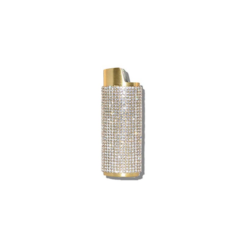 Gold Lighter Cover Sleeve with Crystal Rhinestones LS3