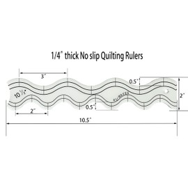 Yosine 1 Piece 1/4’’ Thick No Slip Quilting Ruler,Clear Acrylic Quilting Ruler and Template,Wave Edge Ruler for Sewing and Quilting Machine