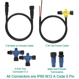 westsaim NMEA 2000 Starter Kit Compatible with Garmin Lowrance HDS Simrad NMEA (N2K) Network, Marine Grade NMEA 2000 Cable Tees Terminators Kits for Boat Navigation System Connectors