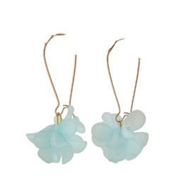 Boho Flower Cluster Earrings Resin Floral Ball Dangle Drop Earrings Floral Tassel Summer Earrings-Light Blue
