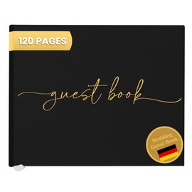 Plantvibes Wedding Guest Book - 120 Thick Pages that Prevent Ink from Bleeding Through, Modern Style with Golden Title - Ideal for Weddings, Anniversaries, Birthdays