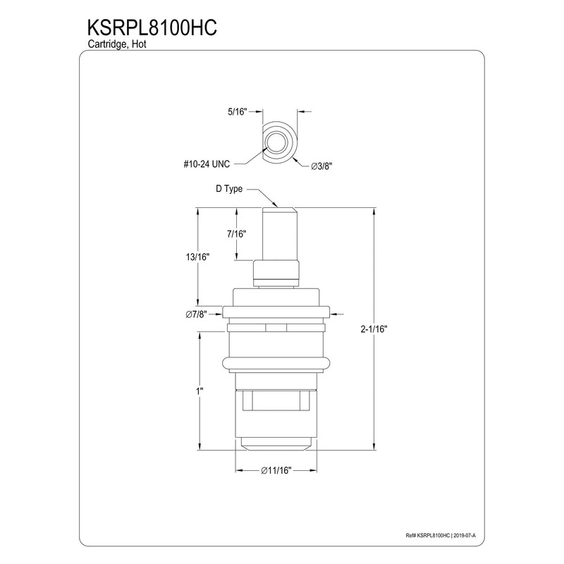 Kingston Brass KSRPL8100HC Hot Ceramic Disc Cartridge, D Type (1