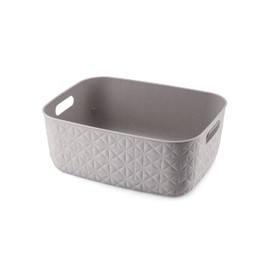 CURVER Softex 12.5 Litre Storage Basket, Elegant Design, Lightweight, Stackable and Practical, 100% Recycled, 37 x 29 x 14 cm, Taupe