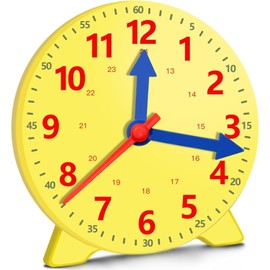Trifletopia 1PC Learning Clock for Kids - 24-Hour Time Teaching Model - Educational Toy for Early Learning - Display Clock for Children Age 6+ - 10cm Diameter (Yellow)