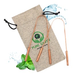 PURE EARTH essentials Copper Tongue Scraper for Adults - Oral Care, Natural Tongue Cleaner - Copper Tongue Scraper Ayurvedic with Case (2/Pack) Copper