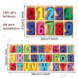 Pack of 216 Wooden Letters and Numbers, Wooden Uppercase Letters, Children's Wooden Numbers Alphabet Number - with Storage Compartment for Crafts DIY Wedding Display Decor Wall Art Decor Toddler