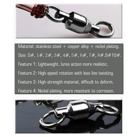 9Tong Ball Bearing Swivels Welded Rings, Catfish Swivels Sea Swirl Salt Waterproof Split Ring Fishing Equipment Accessories Bait Connector Black 25 Pieces 44 lbs