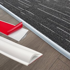 Carpet to Tile Transition Strip, Flexible Carpet Edging from Carpet to Tile Floor, Self Adhesive Cuttable Carpet Edge Trim Strip, Flexible Rug Edge Protector for Doorway（White 4ft）