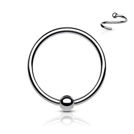PiercedOff Titanium Fixed Ball Bendable Cut Ring - Thickness 20GA (0.8mm) / Diameter 8mm / Ball Size 2mm