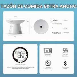 Necoichi Cuenco de Comida Extra Ancho para Gatos (Gato)