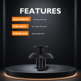 HiSport 20pcs Engine Cover Push-Type Retainer Clips 7mm Hole Compatible with Toyota 4Runner Land Cruiser Camry Lexus GS350 GX460 IS250 CT200H Replaces 90467-07211