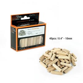 40Pcs Wooden Dowel Pins | Fluted Dowel Pins Made of Hardwood | Easier Insertion Straight Grooved Pins for Furniture Door, Craft, DIY, Carpentry (10mm, 25/64")