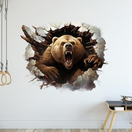 GRAZDesign Coolles Wall Sticker Bear Wall Breakthrough Brown Bear Wall Decoration for Living Room Teenager's Room Boys - 48 x 40 cm