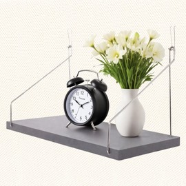 Cubicle Shelf For Fabric Walls With Hooks：12x6.0in Gray Wooden Cubicle Shelf Hanging Silver Bracket Use For Office Cubicle Accessories For Office Stylish Cubicle Decorations For Women Desk