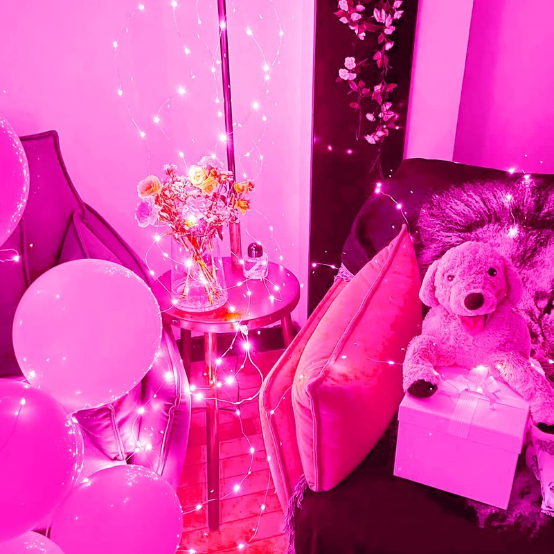 SmilingTown 15 Packs 20 Led Pink Fairy String Lights Battery