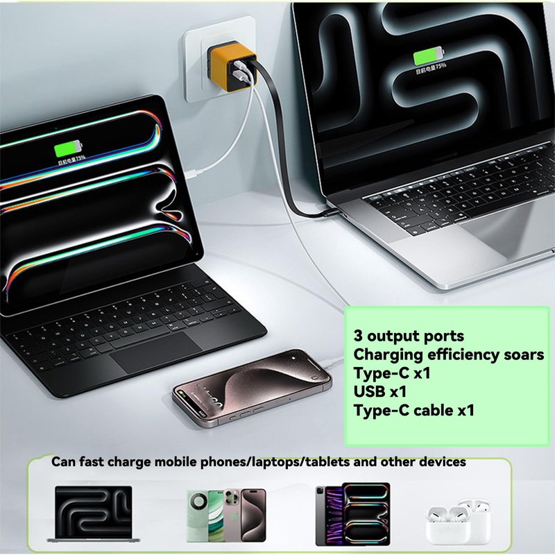 3 in 1 Gan Charger,Scalable 80w Max Fast Charger Module