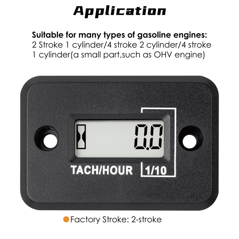 NInE-ROnG Tach Operating Hour Counter Digital LCD Inductive Tachometer RPM