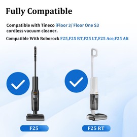 Hepa Filter Replacement and Roller Brush Accessories Compatible With Roborock F25,F25 RT,F25 LT,F25 Ace,F25 Alt Wet Dry Vacuum Cleaner,2 Brush Rollers and 2 HEPA Filters