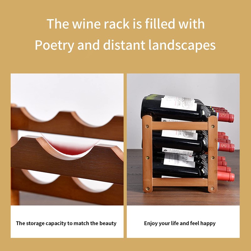 Glsety 12 Bottle Wooden Wine Rack,3 Tier Free Standing Wine
