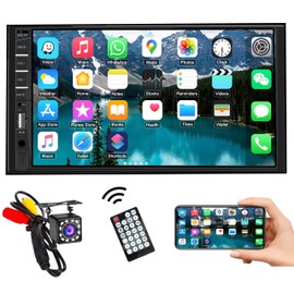 Naifay Car Stereo Double Din Radio with Bluetooth, Car Radio Touchscreen 7 Inch MP5 Player Car Stereo with Backup Camera Bluetooth, Mirror Link, FM/SWC/USB/SD/AUX, Car Audio Receivers with Subwoofer