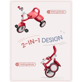 besrey Toddler Tricycle with Bell, Kids Tricycle Age 18 Months to 5 Years, Kids Trike, Toddler Bike for 1.5-5 Year Olds, Baby Trike, Gifts & Toys for Boys & Girls, New Red
