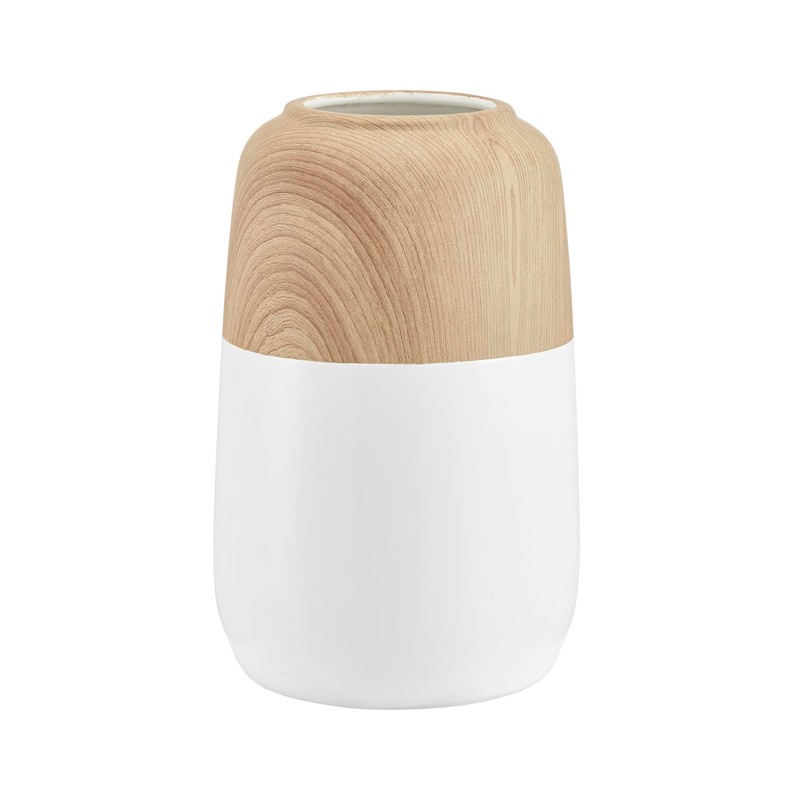 Nora Burk Contemporary Two Tone Cylindrical Tabletop Vase - White
