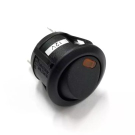 Unbranded SPST OFF - ON, 12V DC AMBER Lighted Round Hole Rocker Switch 20A 14V DC Contact