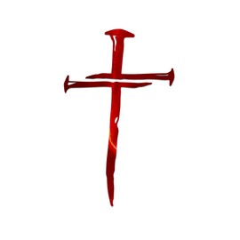 Cross with Nails Lord and Savior Decal Vinyl Sticker Auto Car Truck Wall Laptop | Red Holographic | 4" x 6"