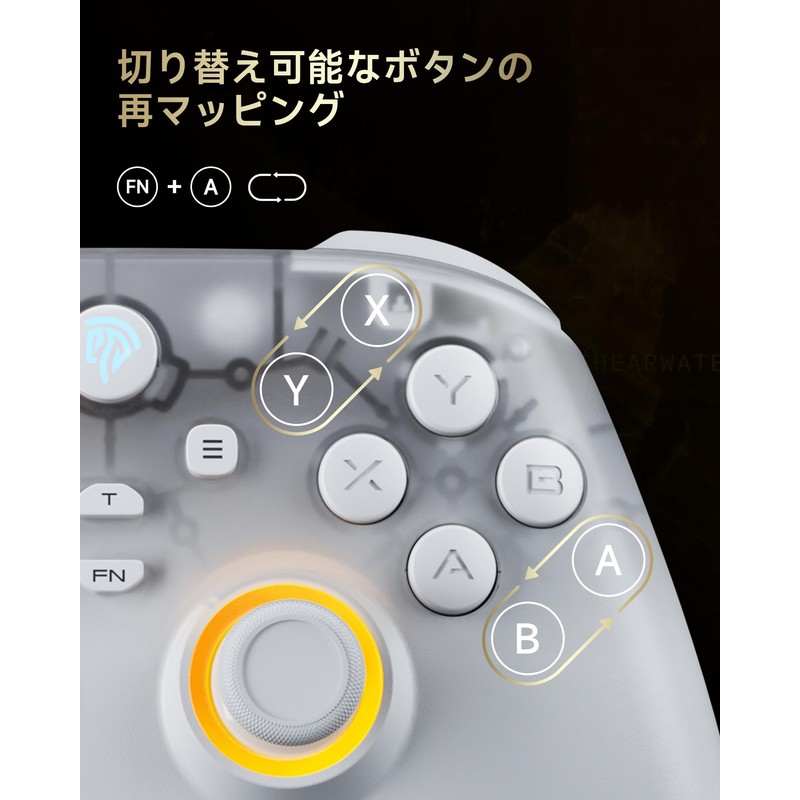 EasySMX D05 PC コントローラー、充電ドック、RGBバックライト、ワイヤレスコントローラー、Switch ジョイコン、PC/Switch/iOS/Android/Steam Deck用ゲームパッド、ホール効果トリガー付き、ジョイスティック/1000mAhバッテリー（‌白）
