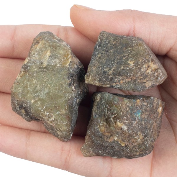 650+ Carats, 3 Pc Labradorite Rock Rough Stone 25-40 mm