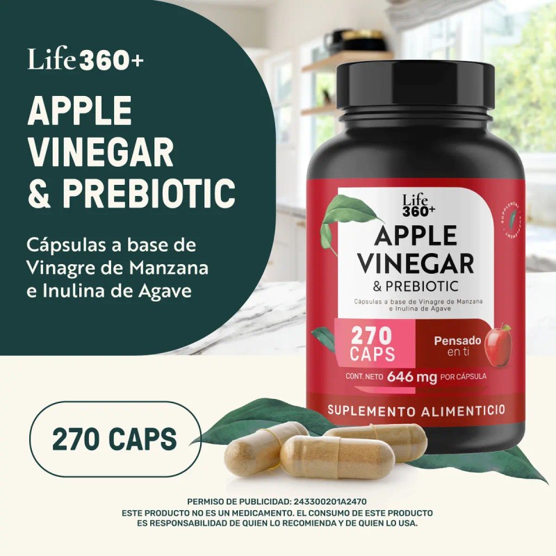 Vinagre Manzana Prebióticos 270 Cápsulas Life360