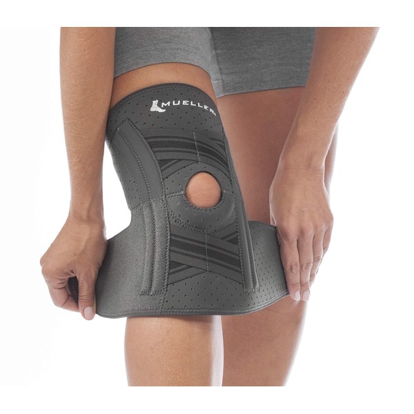 Mueller Comfort Plus Knee Stabilizer, Gray, Medium/Large | Stabilizing Knee Brace