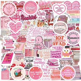 110 Pink Reading Cartoon Stickers, Nerdy Stickers, Kawaii Stickers, Pink Stickers, Romantic Stickers