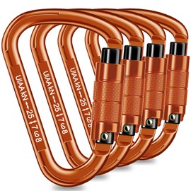 Auto Locking Carabiner Heavy Duty Carabiner 25kN UIAA Certified Climbing Carabiner Climbing Equipment Safety Carabiner for Rappelling, Hammocks, Rescue, Dog Leash, Swing OR