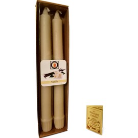 100% Pure Beeswax 10 inch Vanilla Scented Colonial Taper Candle Pair Hand Poured by Hubbardston Candle Company