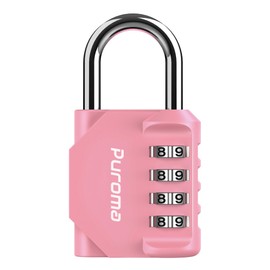 Puroma 1 Pack Combination Lock for Locker 4 Digit Outdoor Waterproof Padlock for School, Gym, Sports, Fence, Toolbox, Gate, Case, Outdoor, Hasp Storage, Cabinets (Rose Pink)