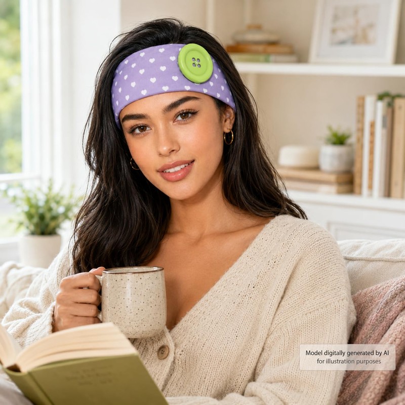 4 Pcs Polka Dot Wide Headbands with Button for Women