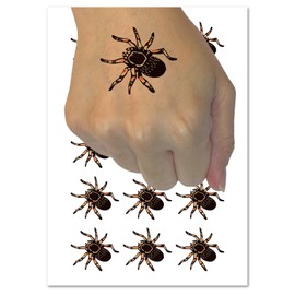 Tarantula Spider Solid Temporary Tattoo Water Resistant Fake Body Art Set Collection - 15 2" Tattoos (1 Sheet)