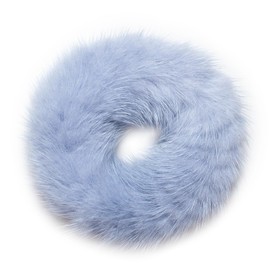surell Mink Fur Light Blue Scrunchie - Gentle Damage Free Hair Tie - Hair Beauty Accessories - Mink Fur Womans Girls Hair Care Gift (Blue)
