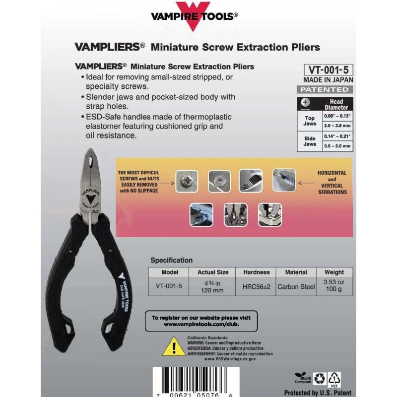 VamPLIERS VT-001-S2TP8 - VamPLIERS 5" Mini Pliers + Solder Sucker